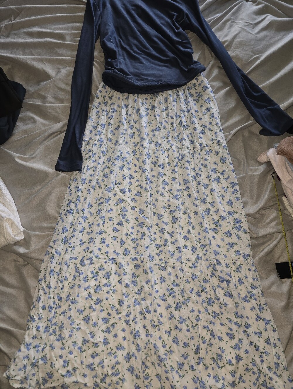 Japna Maxi Skirt With New Blue Shirt To Match